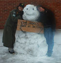 Snowman is friend to children.